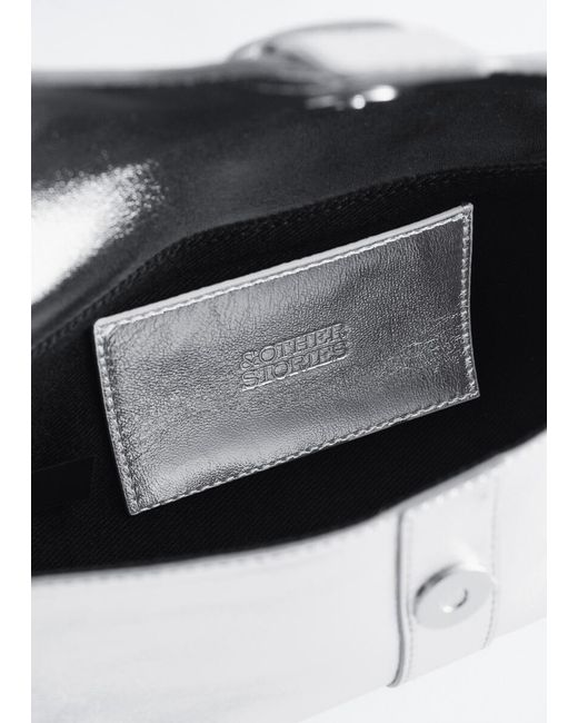 & Other Stories Blue Mini Leather Shoulder Bag