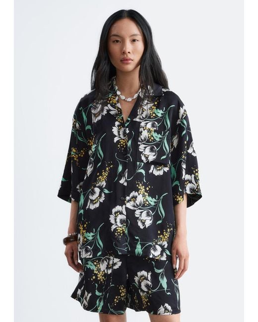 & Other Stories Black Oversized Resort Shirt