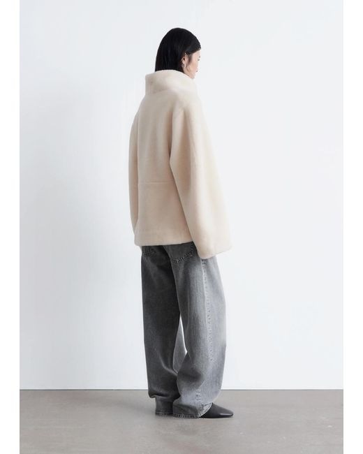 & Other Stories Natural Faux Fur Jacket