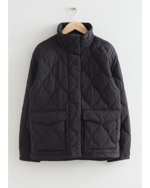 & Other Stories Wave Quilted Jacket in Black | Lyst