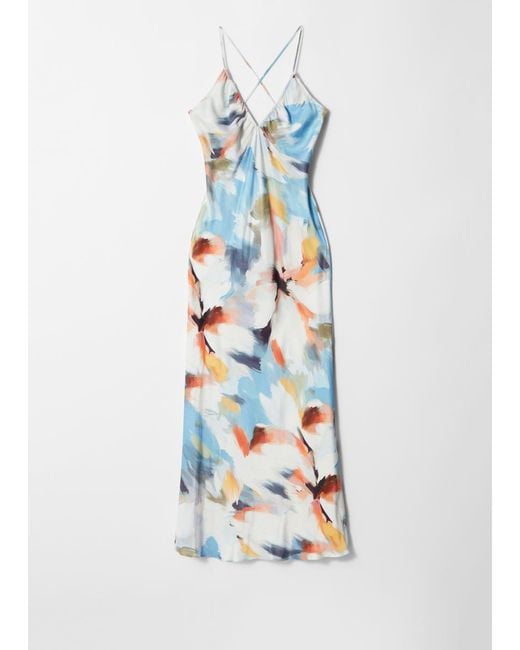 & Other Stories White Satin Slip Midi Dress