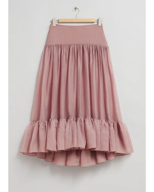 & Other Stories Gray Sheer Tiered Maxi Skirt