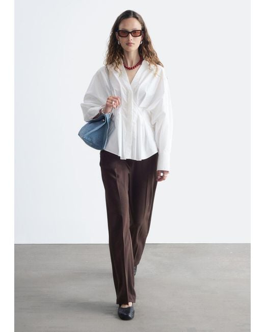 & Other Stories White Tailored Press Crease Trousers