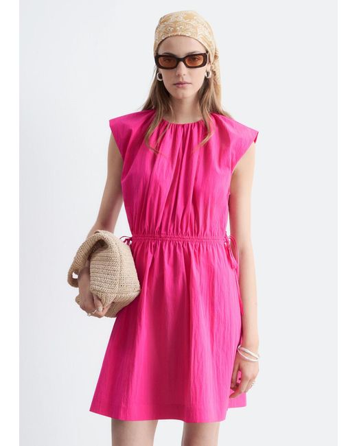 & Other Stories Pink Drawstring Waist Sleeveless Dress