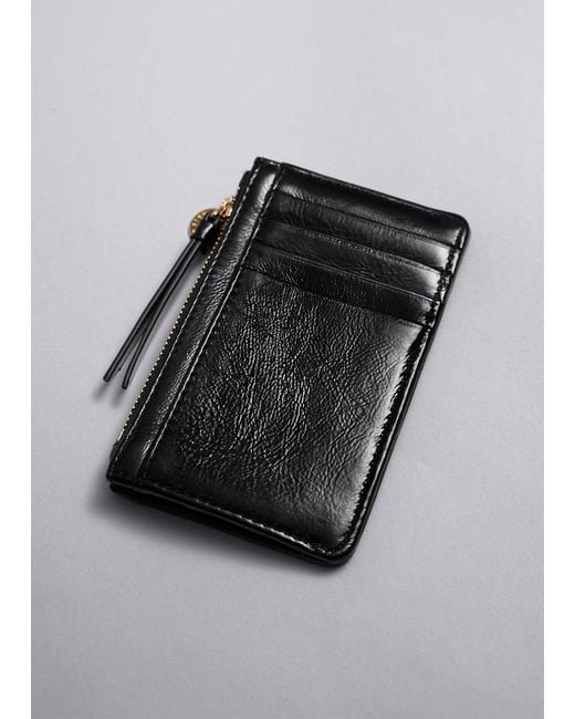 & Other Stories Black Leather Card Wallet