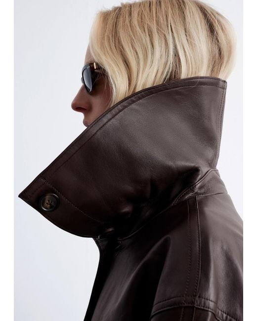 & Other Stories White Boxy Nappa Leather Jacket