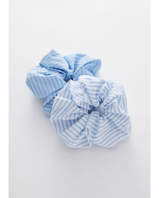 & Other Stories Blue Duo Extra-Large Striped Scrunchie Set