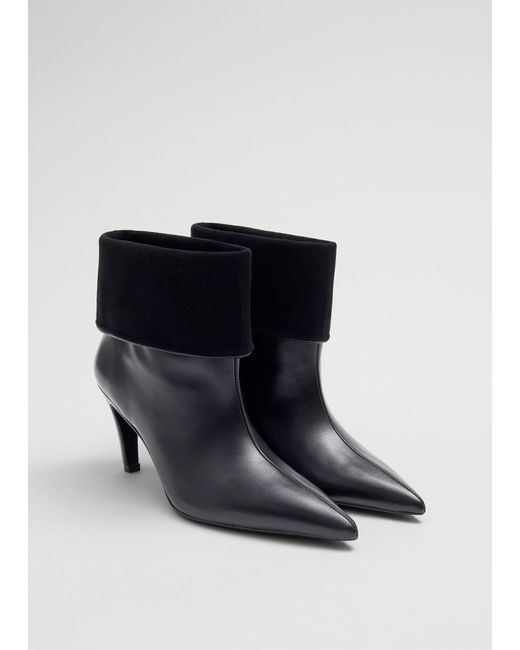 & Other Stories Black Fold-over Shafts Ankle Boots