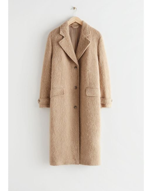 & Other Stories Natural Long Fuzzy Wool Coat