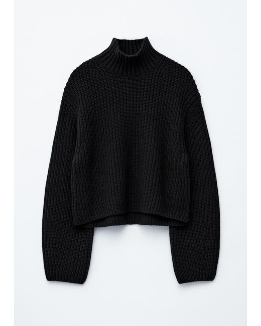 & Other Stories Black Cropped Turtleneck Jumper