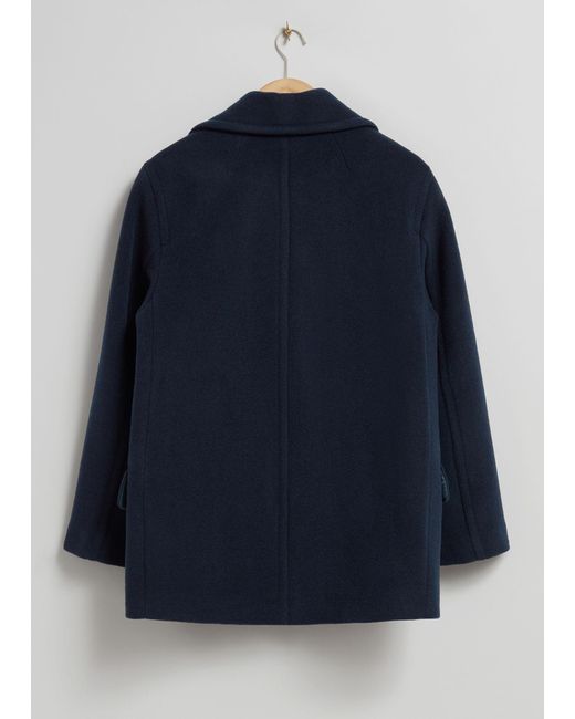 & Other Stories Blue Relaxed Pea Coat