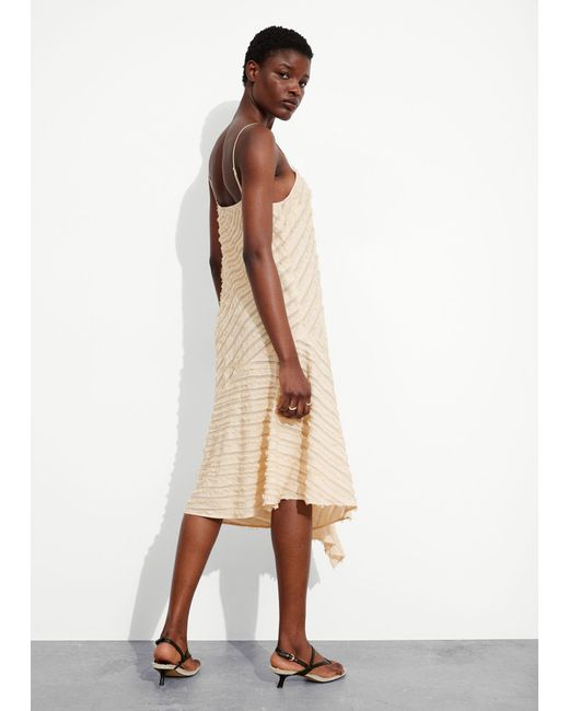 & Other Stories Natural Textured Strappy Midi Dress