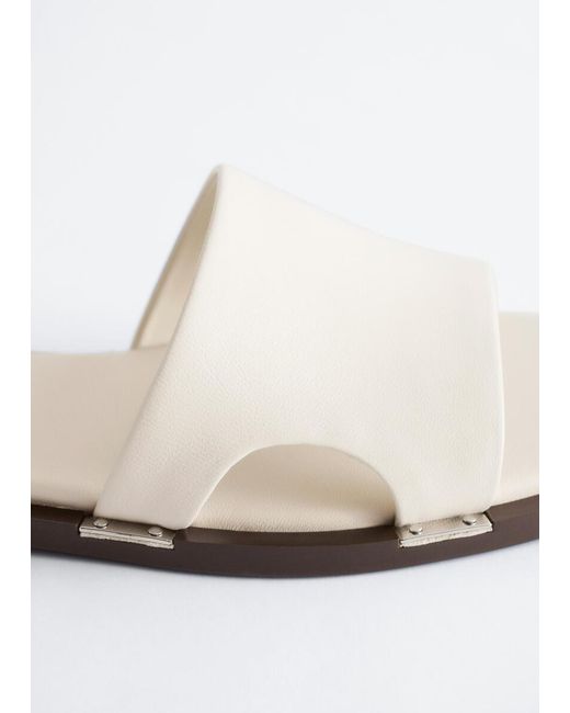 & Other Stories White Metal-Detail Leather Slides