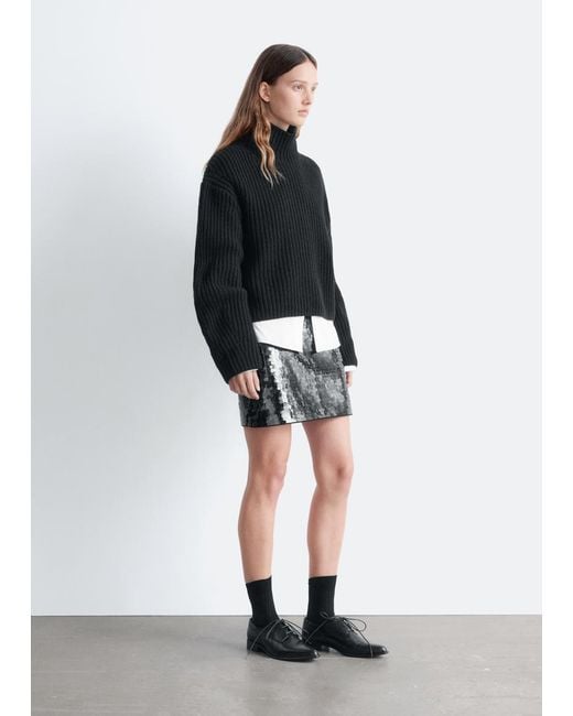 & Other Stories Black Cropped Turtleneck Jumper