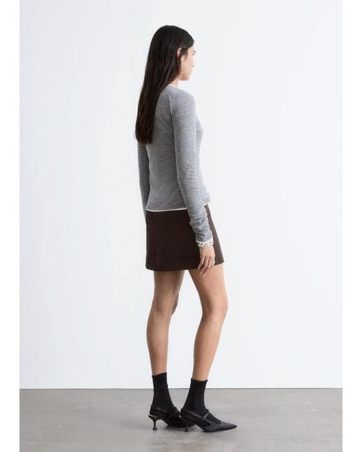 & Other Stories Brown A-Line Mini Skirt