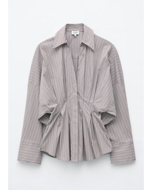 & Other Stories Gray Fitted-Waist Cotton Shirt
