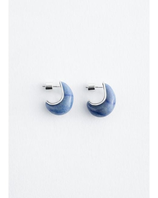 & Other Stories Black Aventurine Quartz Curved Earrings