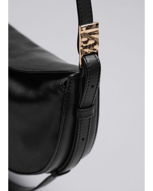 & Other Stories Black Small Leather Shoulder Bag