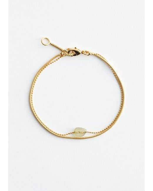 & Other Stories White Double Chain Quartz Bracelet
