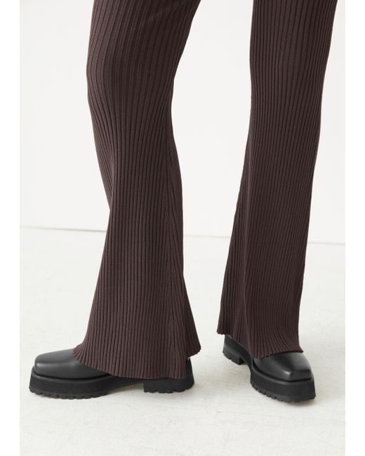 & Other Stories Flared Rib Trousers in Brown | Lyst