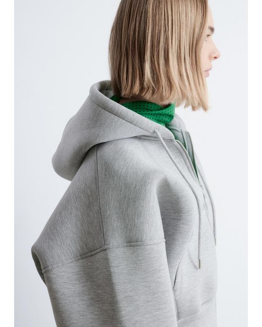 & Other Stories Green Cropped Scuba Zip-Up Hoodie