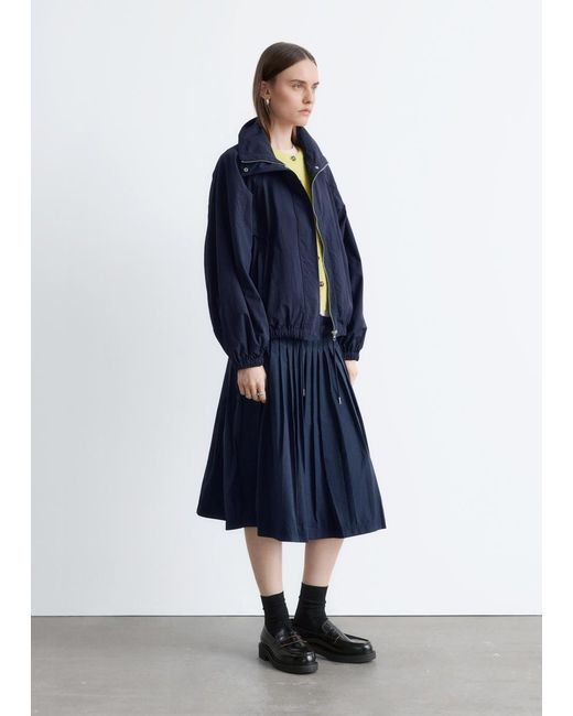 & Other Stories Blue Stand-Collar Drawstring Jacket