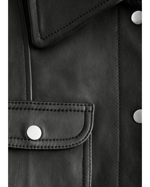 & Other Stories Black Patch-Pocket Leather Jacket