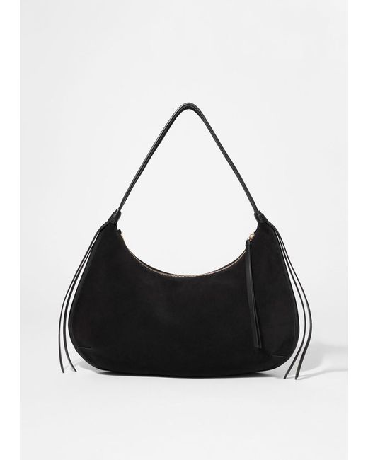 & Other Stories Blue Fringed Suede Shoulder Bag