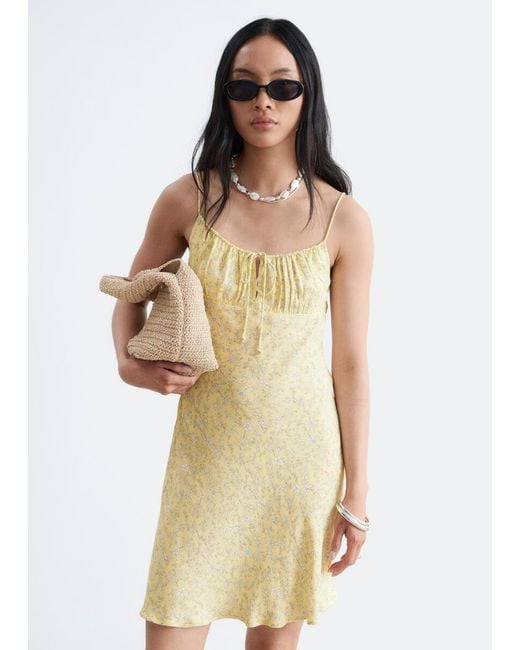& Other Stories Yellow Drawstring Mini Dress