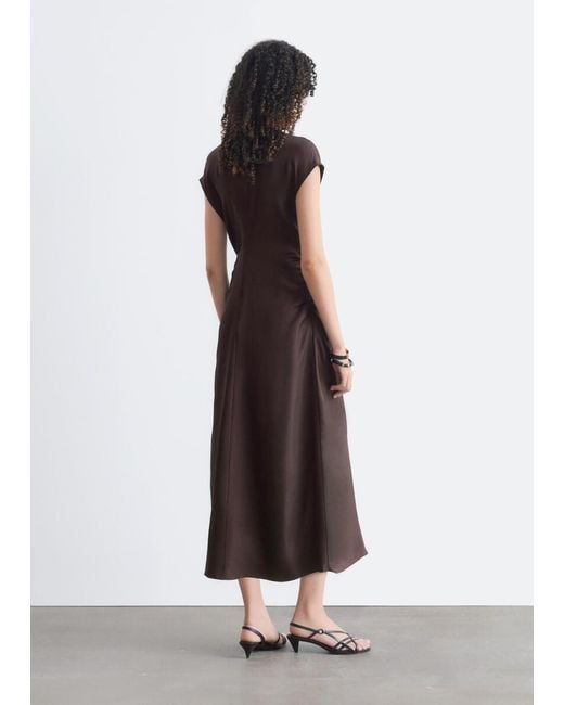 & Other Stories Brown Twisted Silk Dress