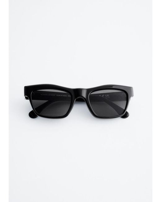 & Other Stories Black Chunky Rectangle Sunglasses