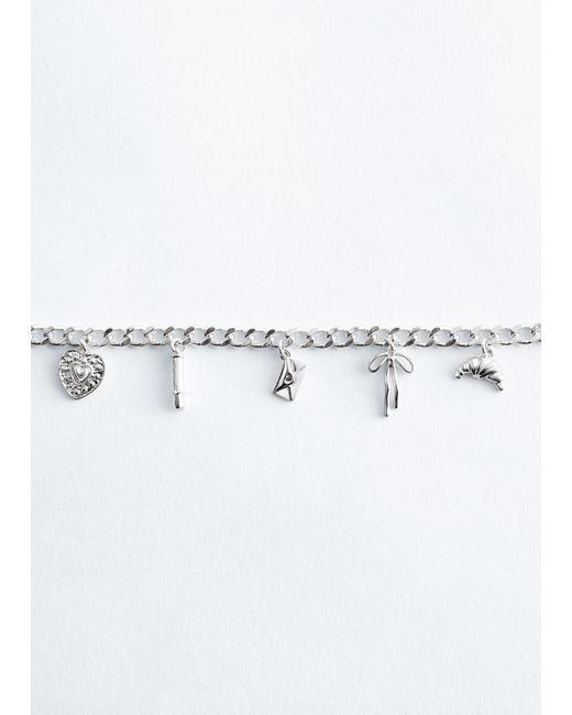 & Other Stories Blue Curb Chain Charm Bracelet