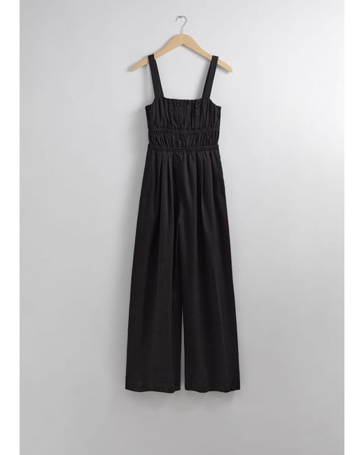 & Other Stories Black Wide Sleeveless Jumpsuit