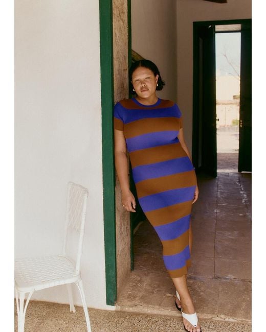 & Other Stories White Ribbed Knit Long Dress