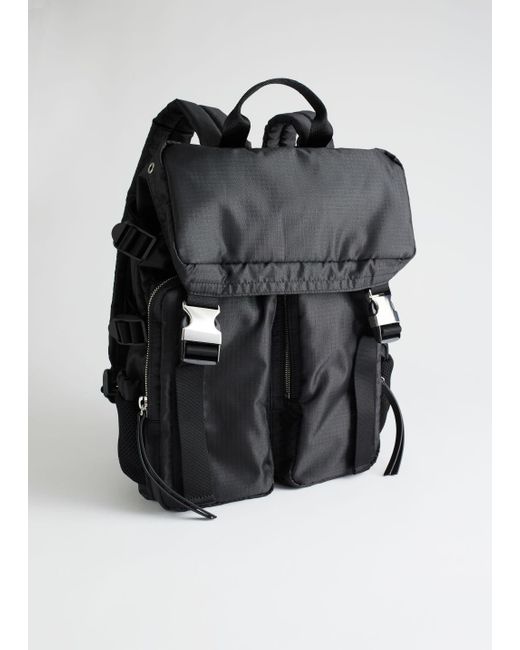 & Other Stories Black Functional Nylon Backpack