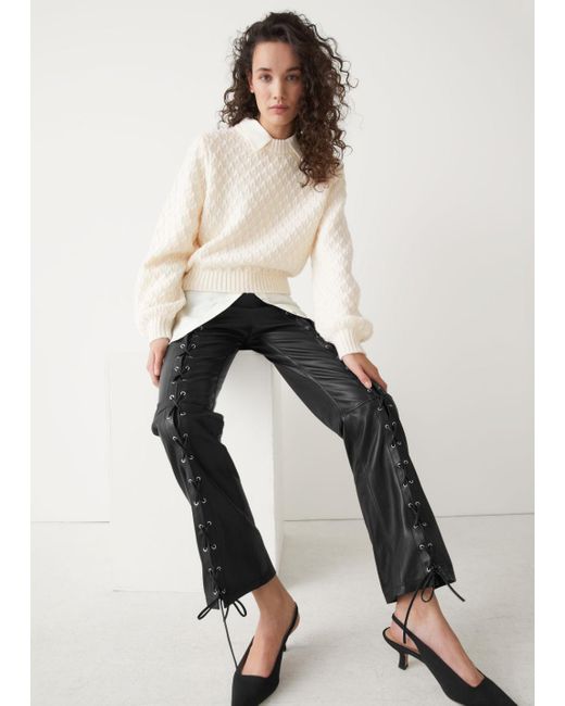 Lace-up Leather Trousers 