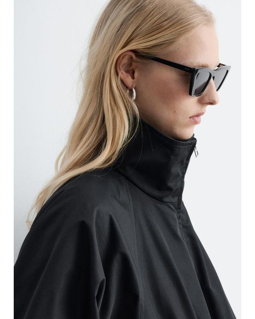 & Other Stories Black Zip-Up Twill Jacket