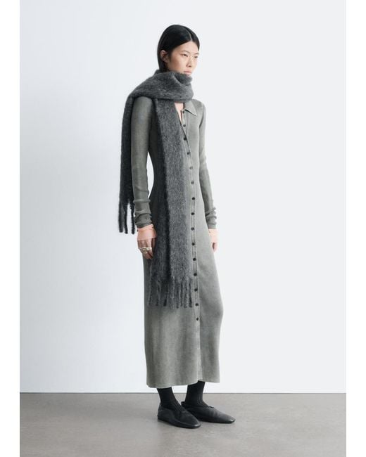 & Other Stories White Rib-Knit Midi Dress