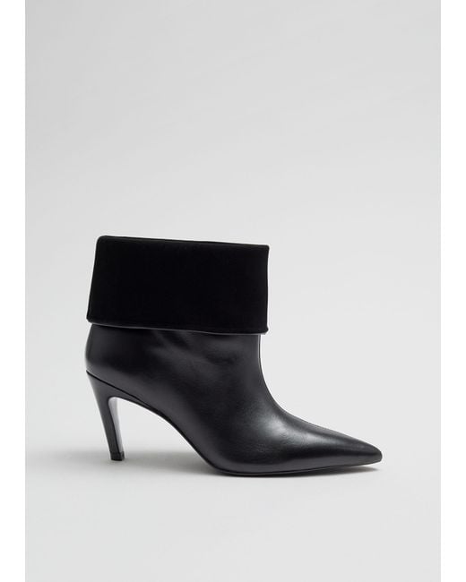 & Other Stories Black Fold-over Shafts Ankle Boots