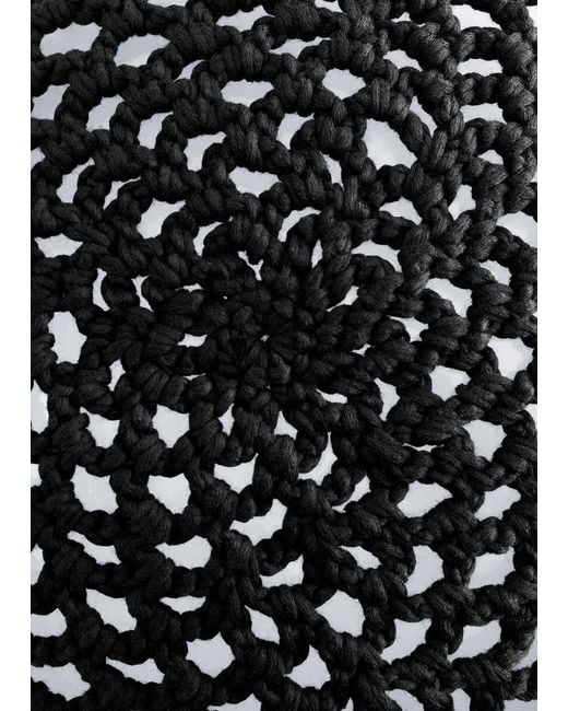& Other Stories Black Openwork Crochet Skullcap