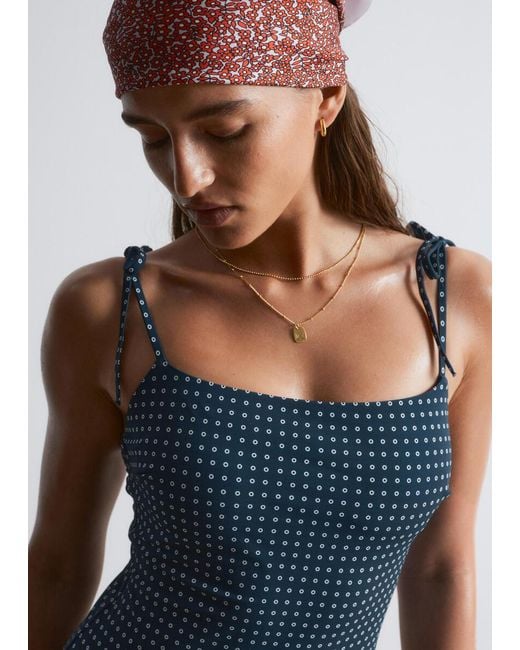 & Other Stories Blue Tie-Strap Swimsuit