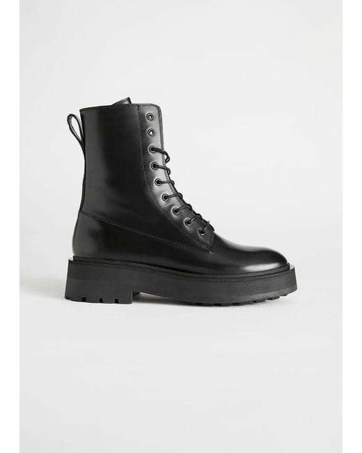 & Other Stories Black Chunky Platform Leather Boots
