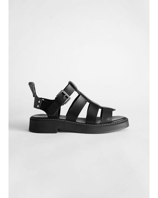 & Other Stories Black Chunky Leather Gladiator Sandals