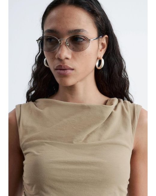 & Other Stories Natural Draped Cowl-Neck Top
