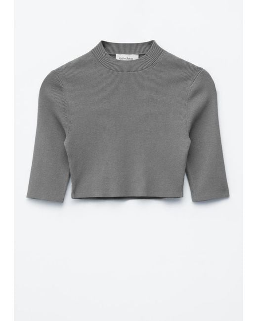 & Other Stories Gray Slim-Fit Cropped T-Shirt