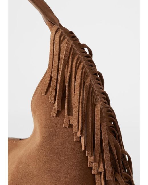 & Other Stories Brown Fringed Suede Tote Bag
