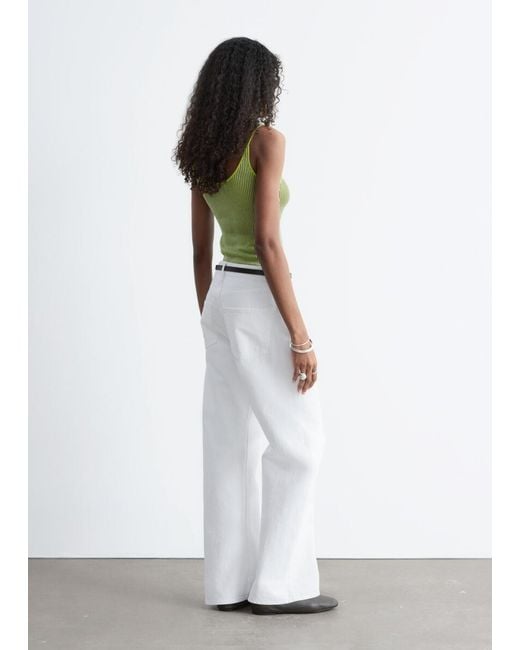 & Other Stories Green Rib-Knit Camisole