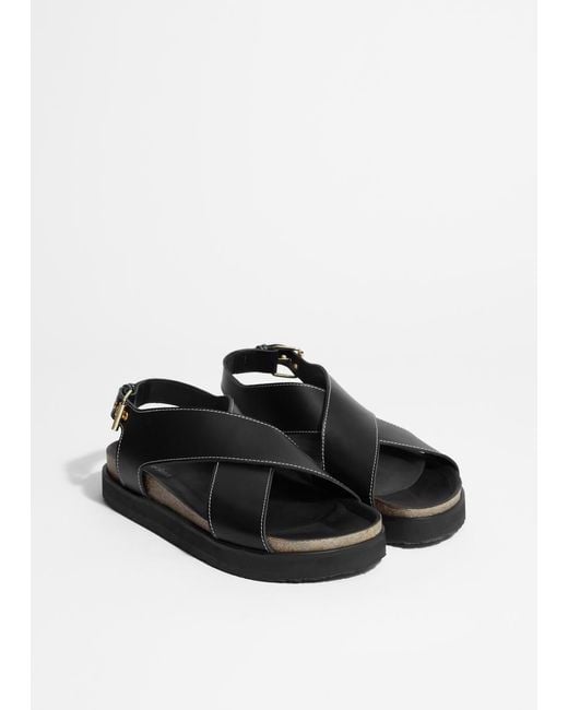 & Other Stories Black Criss-Cross Leather Sandals