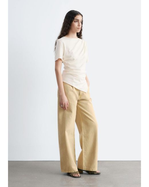 & Other Stories White Draped Asymmetric T-Shirt