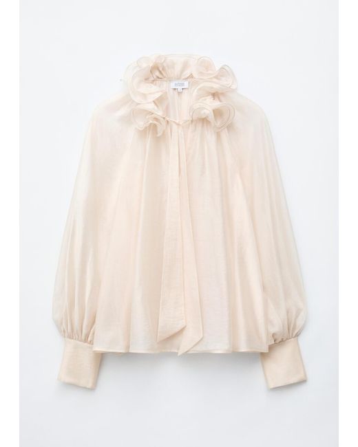 & Other Stories Natural Ruffle Neck Voluminous Blouse